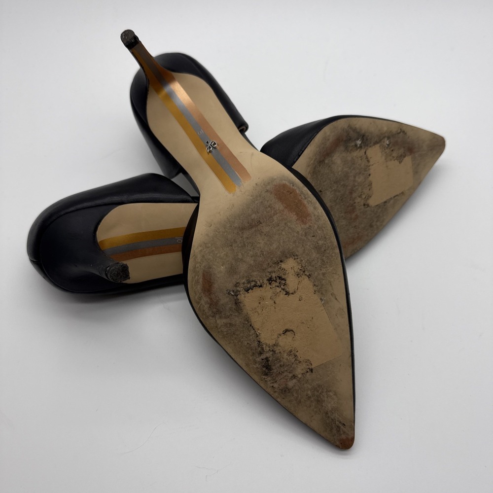 Sam Edelman Black Leather Stiletto Pointed Toe Pumps Heels Size Sexy 10 M - Picture 6 of 8